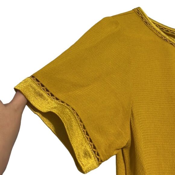 Maeve Mini Dress Woman's XS Yellow Gold Pleated Verdet Swing Anthropologie - Picture 3 of 10